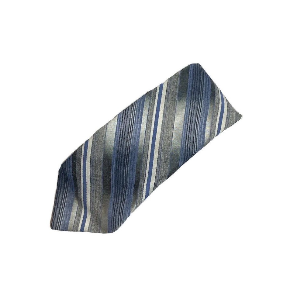 1960's Vintage Wembley Men’s Necktie Tie Blue,White & Gray Stripped Texture Look